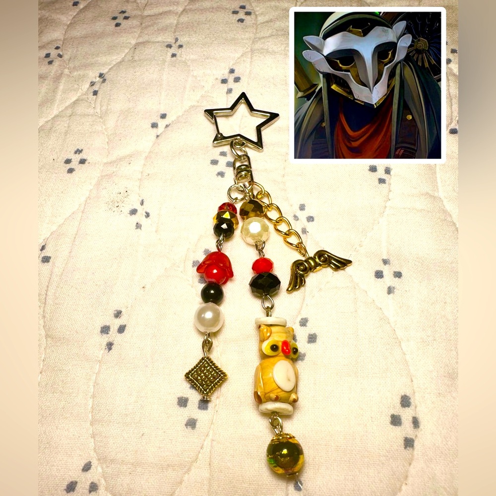 Arcane Inspired Ekko Arcane Owl Boy Firelight Mask Keychain Purse Charm Star